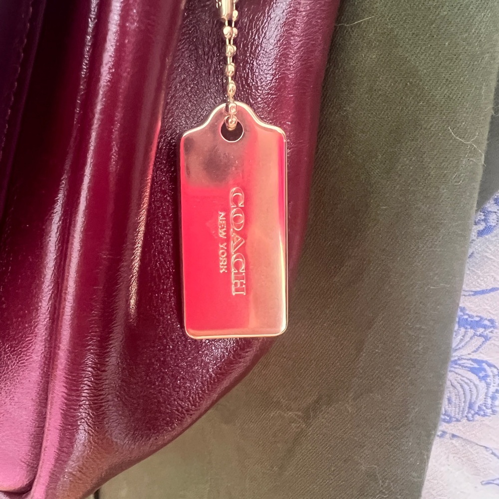 Coach Dark Red Shoulder Bag with Gold Accents - Picture 8 of 13